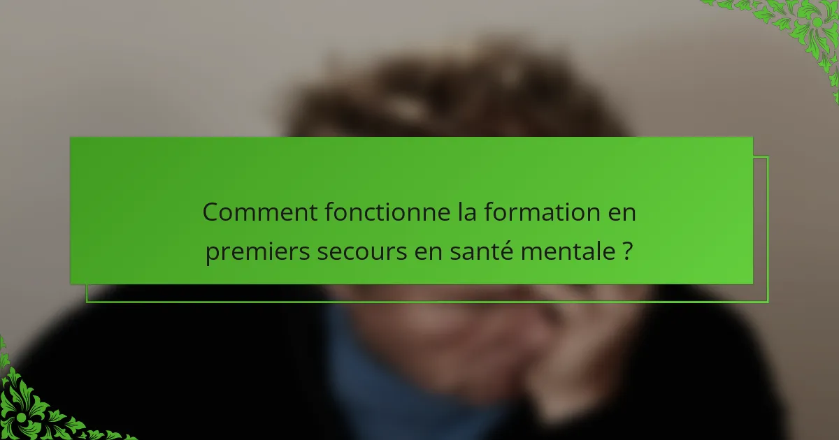 Comment fonctionne la formation en premiers secours en santé mentale ?