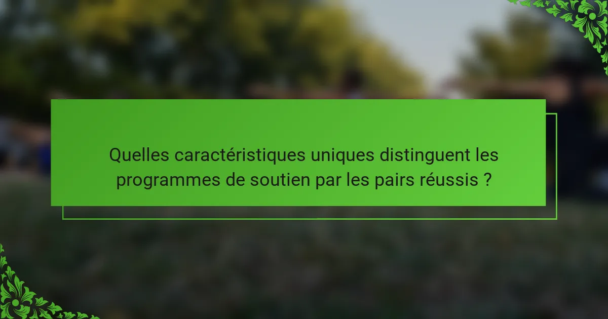 Quelles caractéristiques uniques distinguent les programmes de soutien par les pairs réussis ?