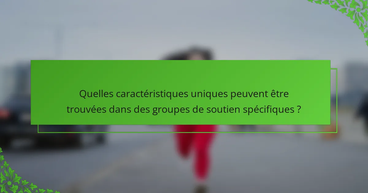 Quelles caractéristiques uniques peuvent être trouvées dans des groupes de soutien spécifiques ?