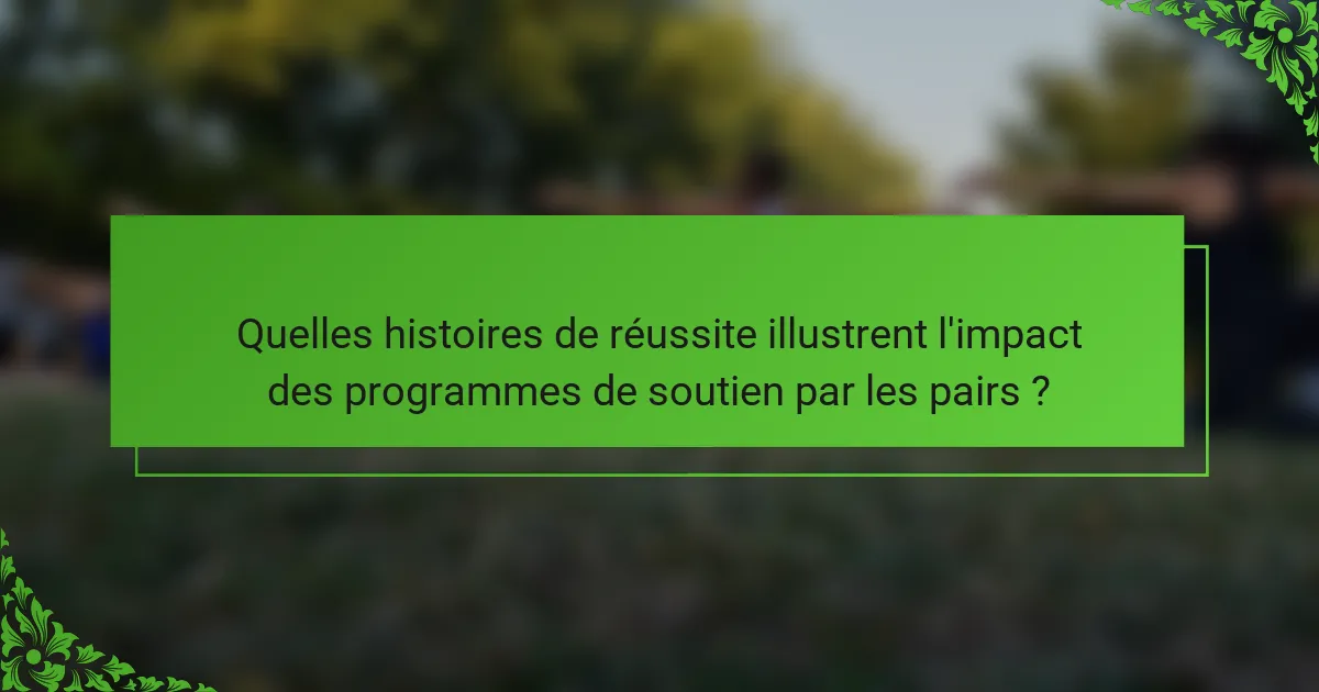 Quelles histoires de réussite illustrent l'impact des programmes de soutien par les pairs ?