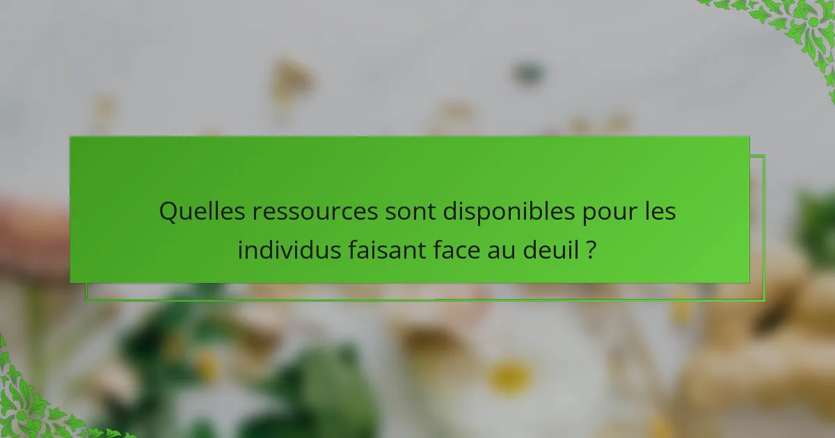 Quelles ressources sont disponibles pour les individus faisant face au deuil ?