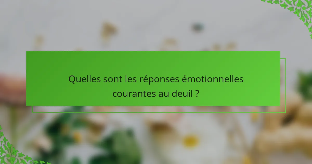Quelles sont les réponses émotionnelles courantes au deuil ?