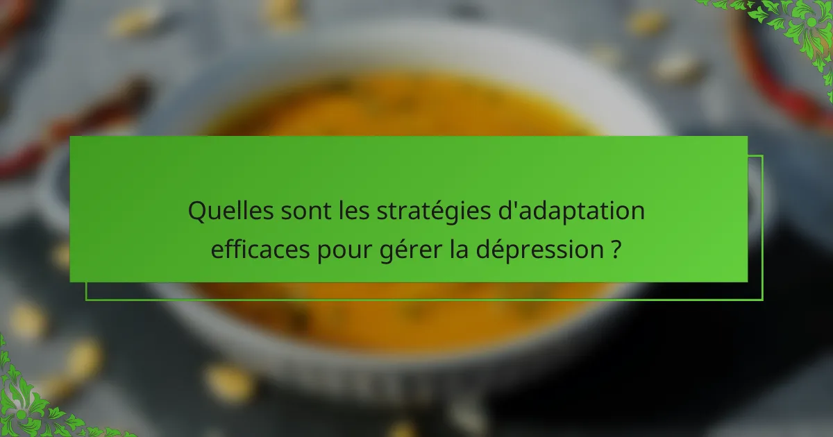 Quelles sont les stratégies d'adaptation efficaces pour gérer la dépression ?