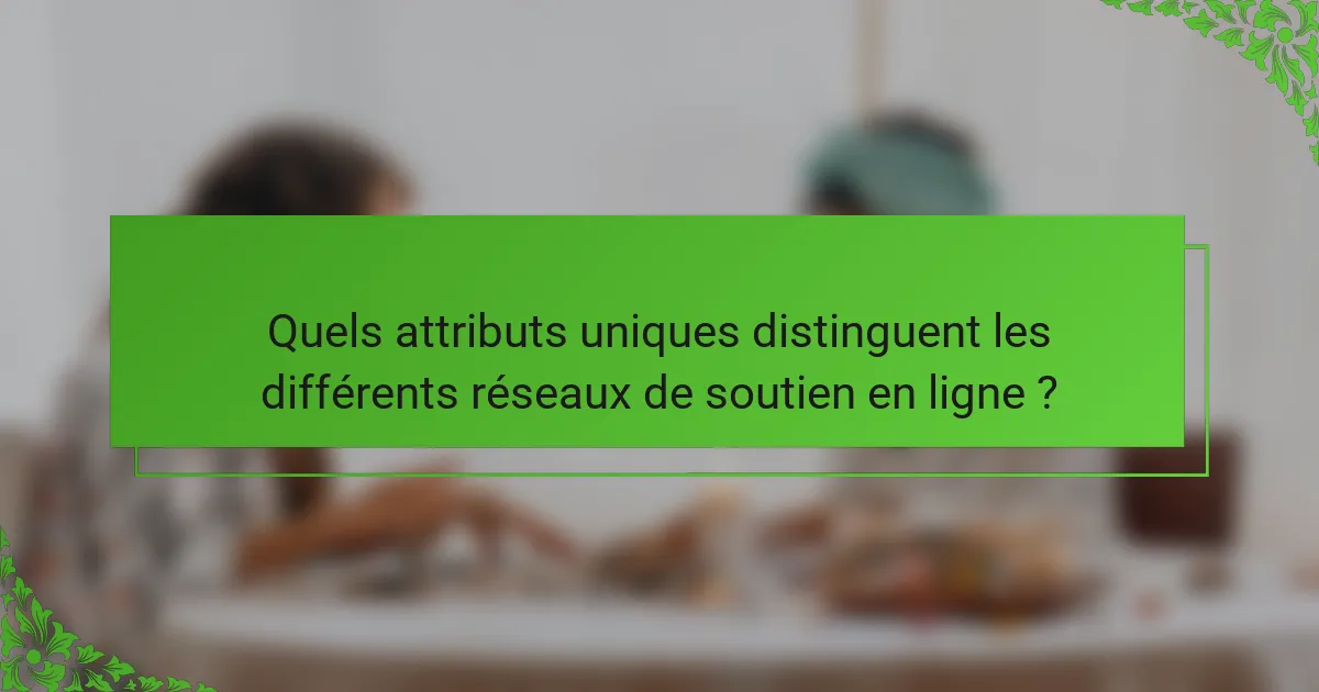 Quels attributs uniques distinguent les différents réseaux de soutien en ligne ?