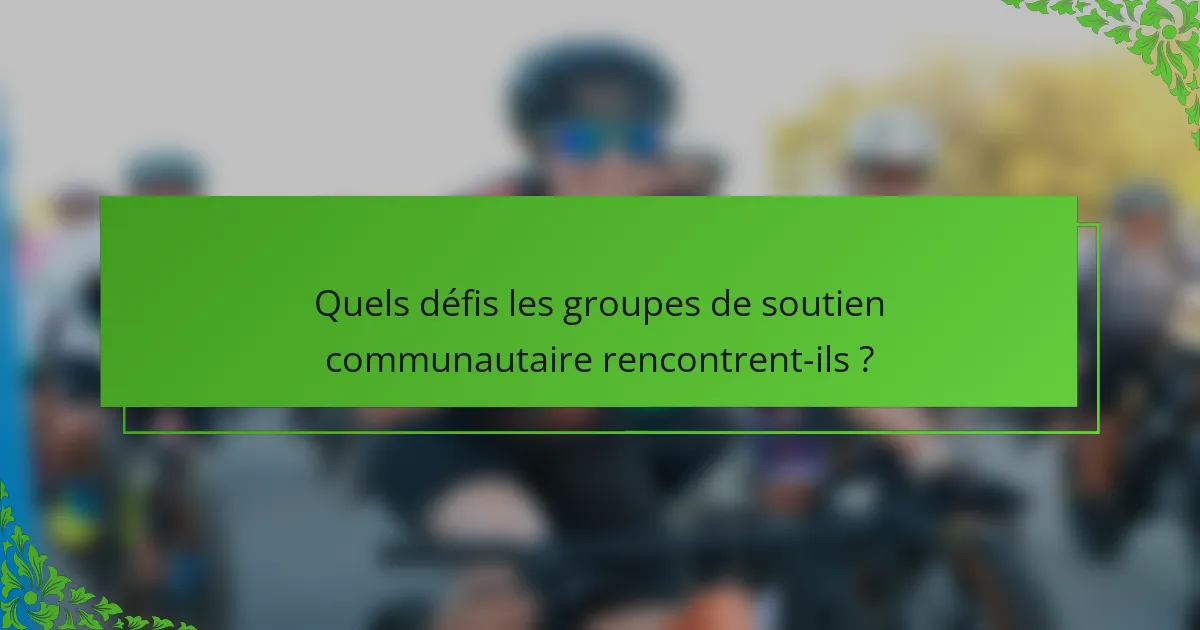 Quels défis les groupes de soutien communautaire rencontrent-ils ?