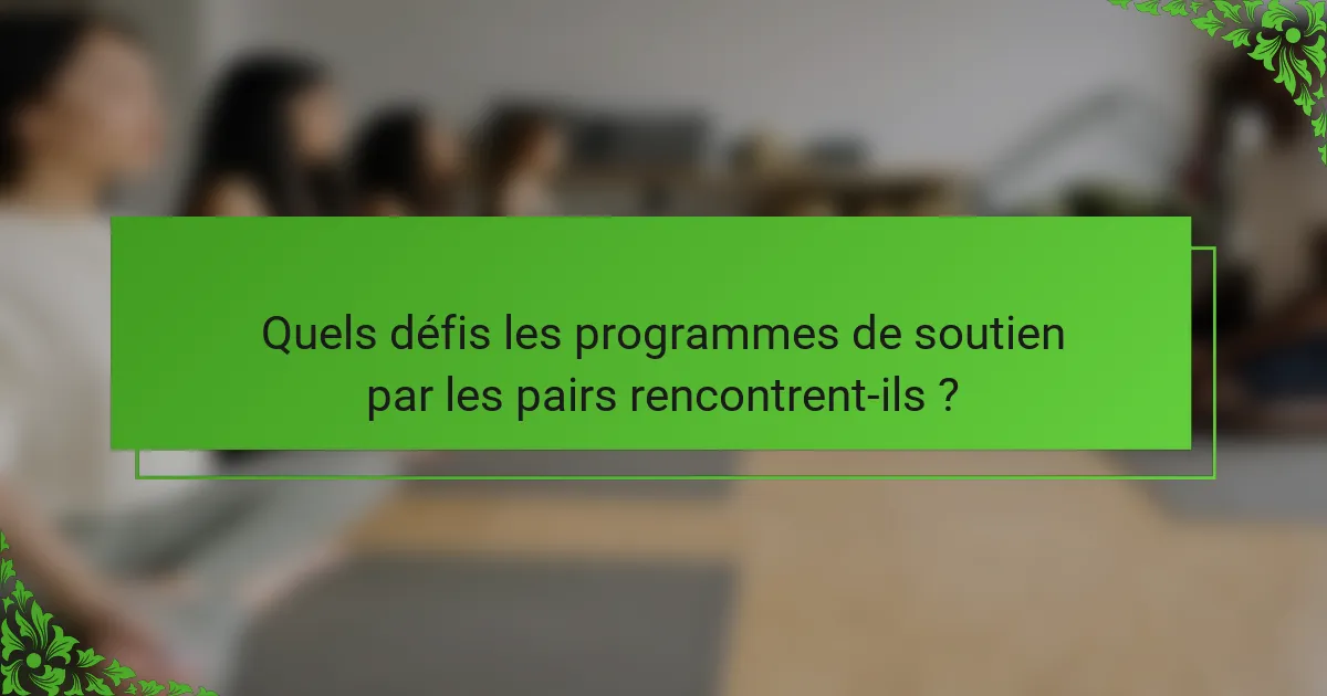 Quels défis les programmes de soutien par les pairs rencontrent-ils ?