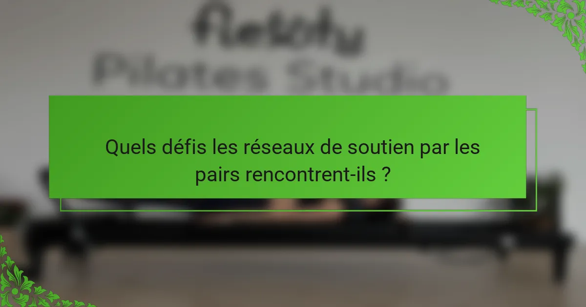 Quels défis les réseaux de soutien par les pairs rencontrent-ils ?