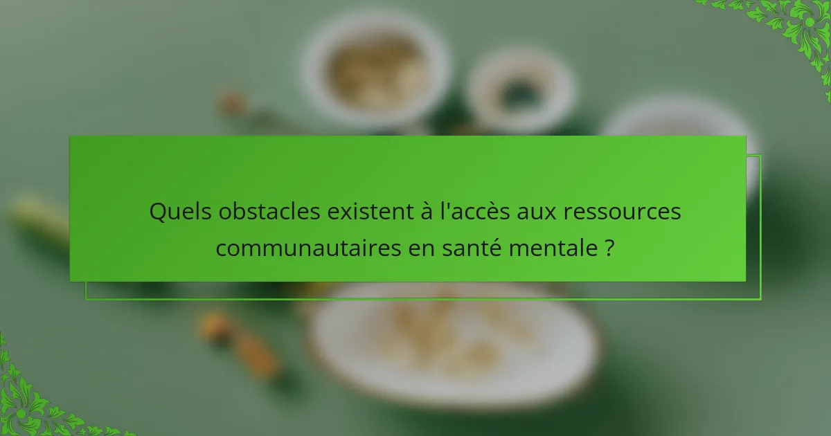 Quels obstacles existent à l'accès aux ressources communautaires en santé mentale ?