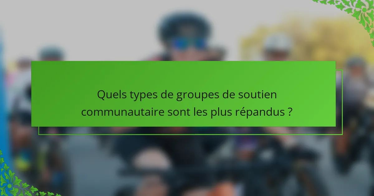 Quels types de groupes de soutien communautaire sont les plus répandus ?